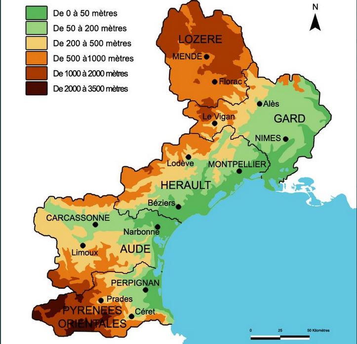 Courbe de niveau Languedoc